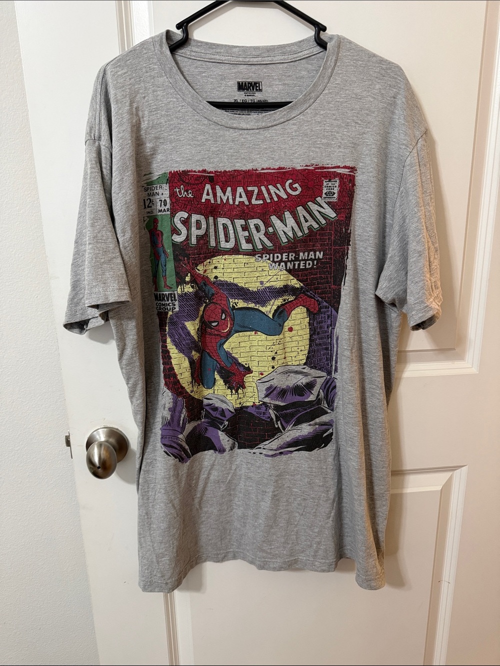 Marvel Spider-Man Graphic Tee - Gray with Red & Yellow Print